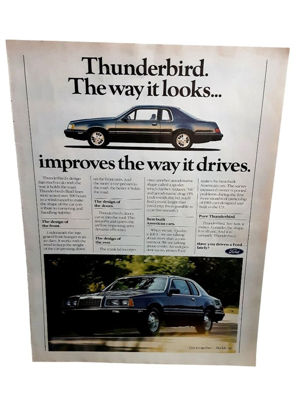 Vintage 1983 Ford Thunderbird Print Ad Classic Ford Car Wall Decor